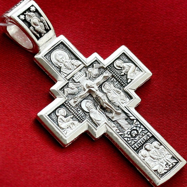 Icône du Seigneur Tout-Puissant Prière orthodoxe chrétienne Croix du corps Argent massif 925 Bijoux authentiques