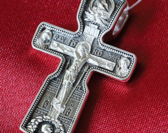 Saint Nicholas Wonderworker Christian Greek Body Cross. Orthodox Necklace Jewelry Silver 925.
