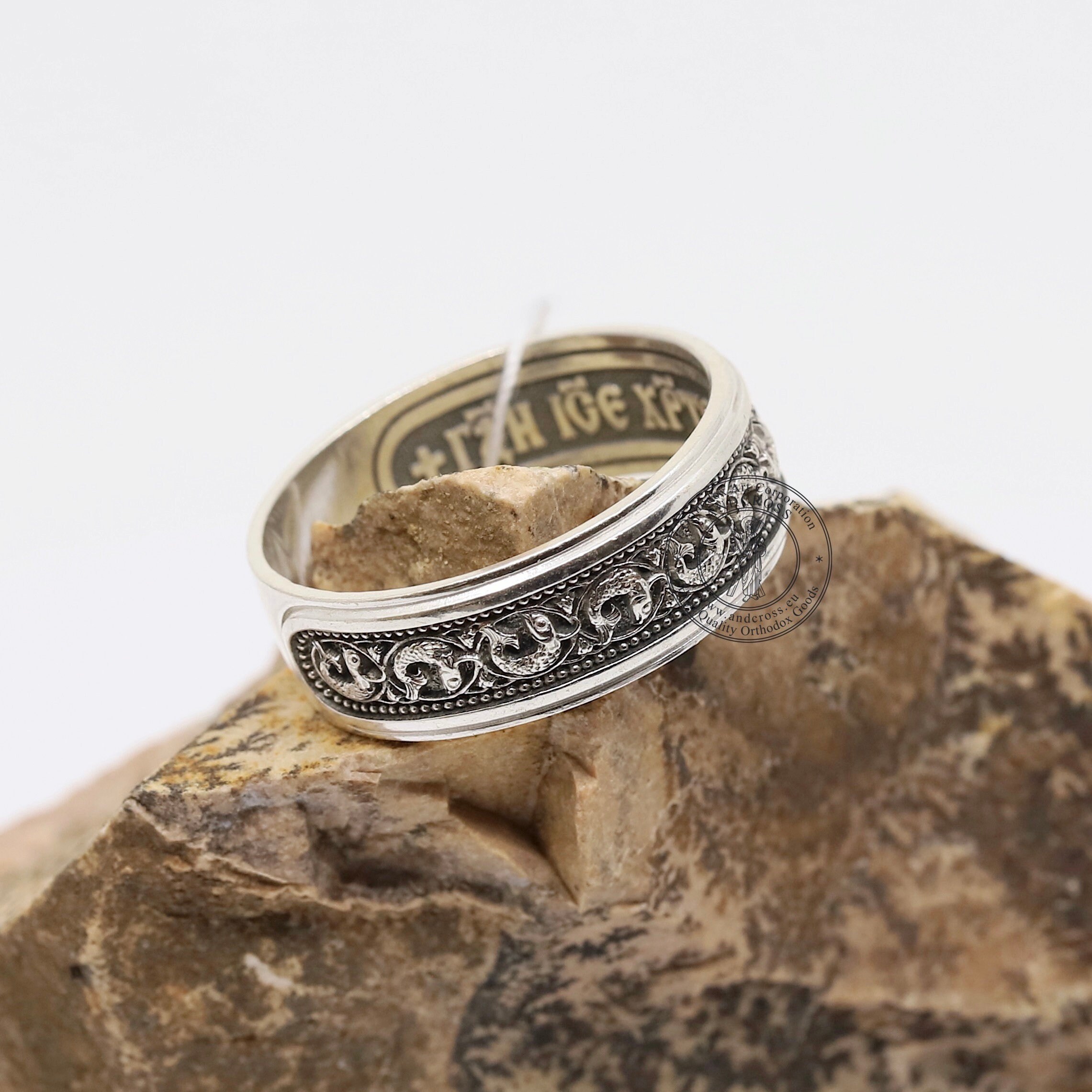 Orthodox Russian Prayer Ring. Solid Silver 925.lords Prayer Save