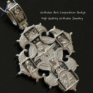 Beschermengel Russisch-Orthodox Big Body Gebedskruis 925 Zilver Moeder Gods / Heiligen