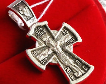 Mother of God Pokrov "Sign" Icon Christian Orthodox Fine Jewelry Cross Silver 925. Baptism Cross