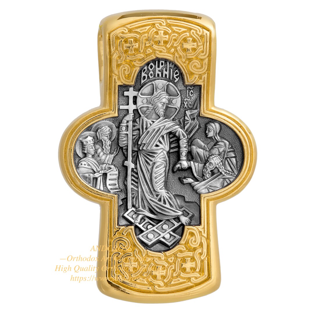 Neck Cross Christian Orthodox Jewelry Solid Silver 925 resurrection Body Prayer Crucifix Etsy