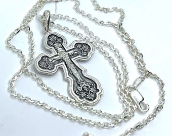 Baptism Body Cross Anchor Chain Set. Russian Greek Orthodox Jewelry. Save And Protect Prayer. Silver 925