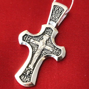 Bewaar en bescherm orthodoxe kruisketting Christelijk lichaam gebedskruis. Zilver 925 Nieuw