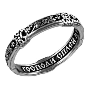 Ring Orthodox Silver 925 Ring, Russian Orthodox ring, Saint Bird Image, Prayer Save And Protect ,Russian Language, New model