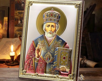 St. Nicholas Icon | 999 Silver | 5.12x7.1in + Box
