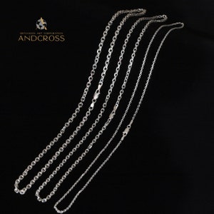 Collar de cadena de ancla maciza de plata de ley 925 con eslabones pulidos para mujer y hombre, unisex, 1,5 mm, 2,5 mm y 4 mm