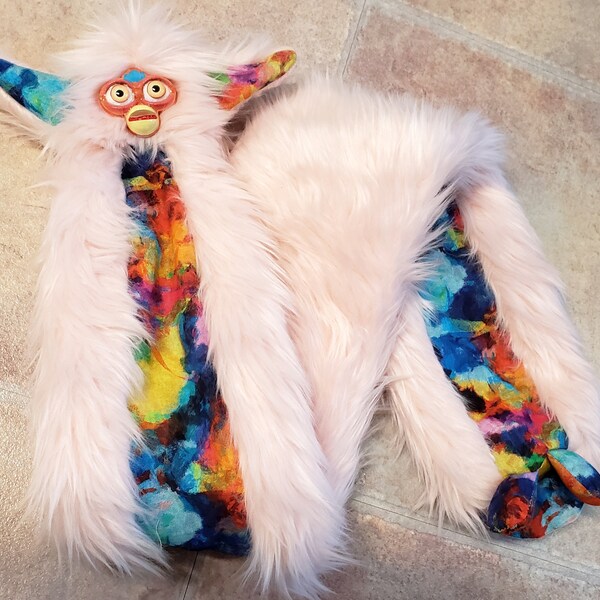 Long Furby Skin Unstuffed: Pastel Pink Paint Splotch