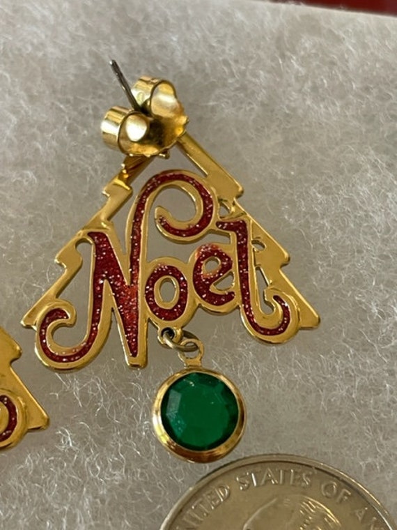 Noel Christmas Gold Red Green stud earring - image 5