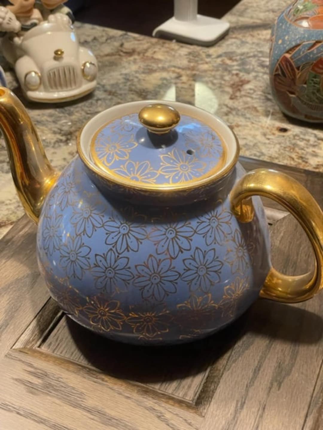 Hall Blue Gold Teapot With Lid Great Condition Vintage 10 Cup 29 Gl Etsy