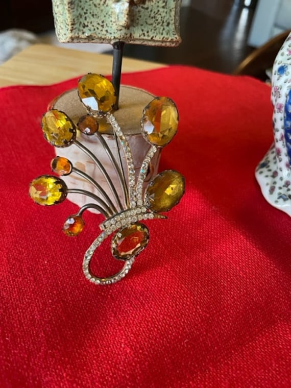 Amber on Sterling Silver brooch hand made signed