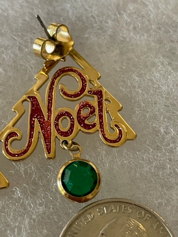 Noel Christmas Gold Red Green stud earring - image 4