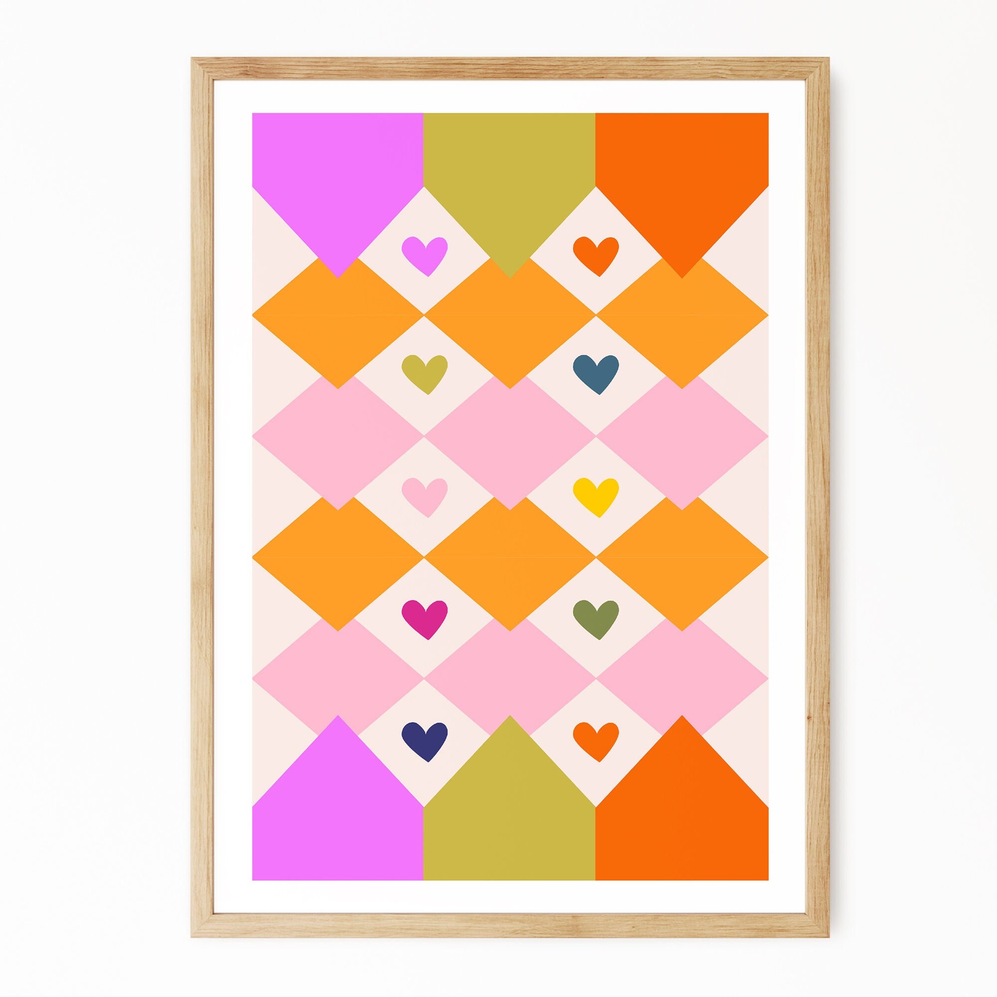 Illustration A4 - A3 Affiche Coeurs Losanges