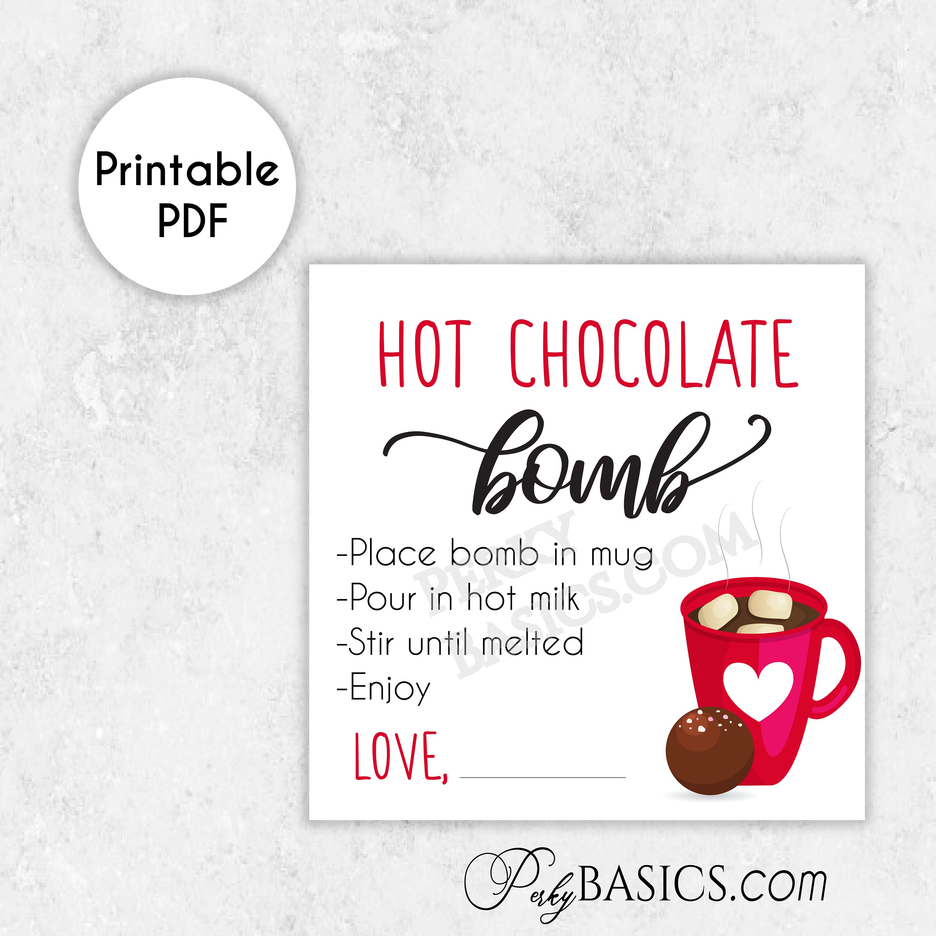 Hot cocoa bomb instructions tag square label 2x2 Etsy Italia