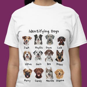 Funny Dog Faces Shirt Dog Breeds Identifying Dogs Tee Cute Pet Name T-Shirt Dog Breed Cartoon Tee Dog Lover Gift