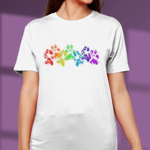 Rainbow T shirt Paw Prints Dog Lover T shirt Muddy Paw Print Gift For Dog Owner