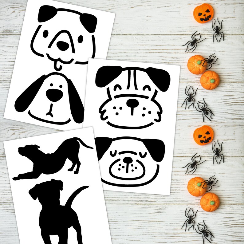Dog Designs Printable Pumpkin Face Stencil Template Set Jack-o-lantern ...