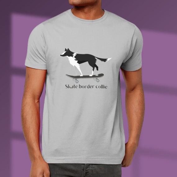 Skateboarding Border Collie T-shirt, Dog Lover Gift