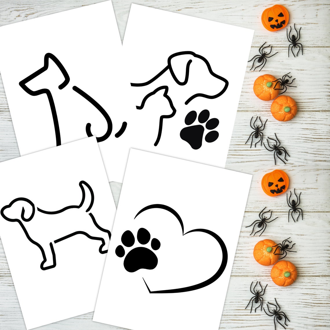 Dog Designs Printable Pumpkin Face Stencil Template Set Jack-o-lantern ...