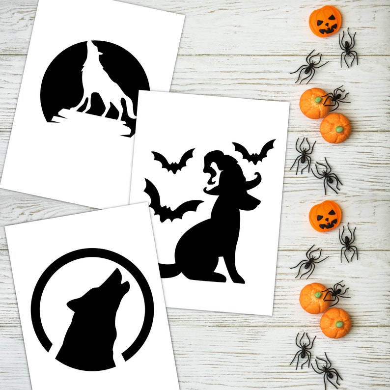 Dog Designs Printable Pumpkin Face Stencil Template Set Jack-o-lantern ...