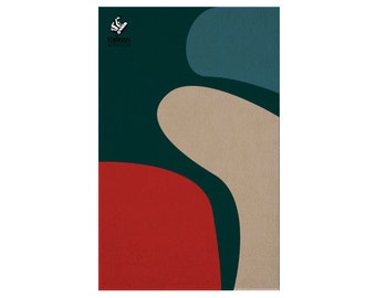 Abstract Pattern Irregular Pillars Design Premium Green, Beige, Blue & Red Woollen Hand Tufted Unique Colourful Neutral Modern Area Rug