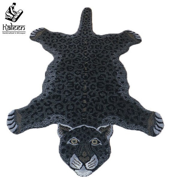 Kids Room Animal Print Black Panther Shape Woolen Tuft Area - Etsy Kids Room Animal Print Black Panther Shape Woolen Tuft Area - Etsy