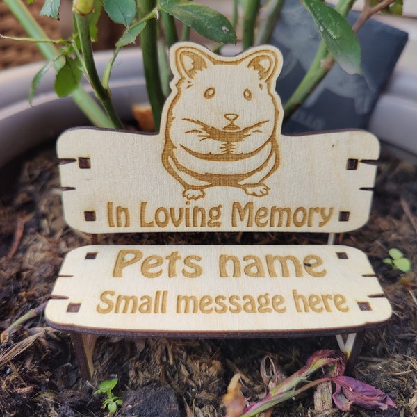 in loving memory of your pet Hamster memorial bench grave marker