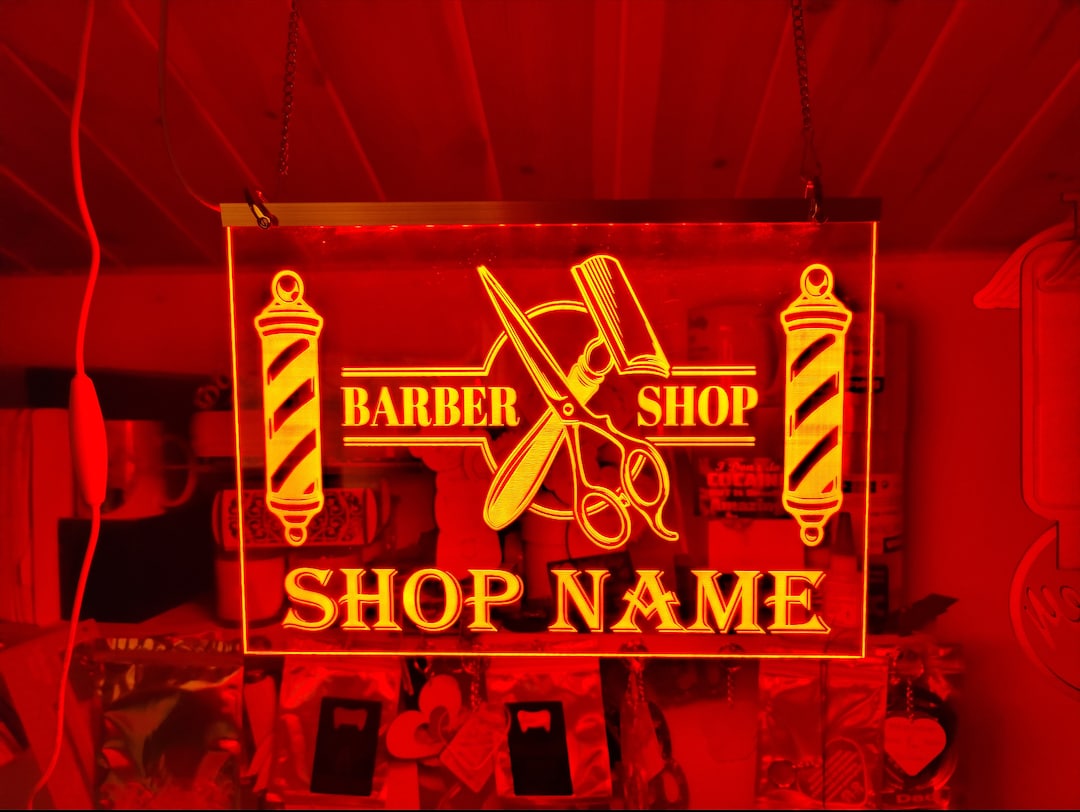 Barber Shop OPEN Pole LED Custom Neon Sign Salon Hairdresser Etsy