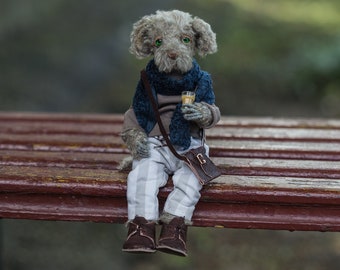 dog art doll in clothes