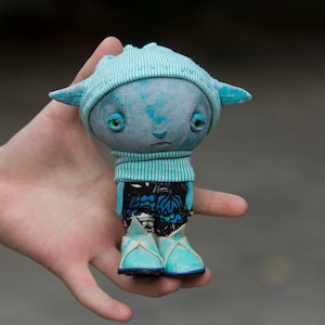 Art doll cat blue