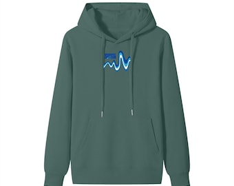 Surrender to the Flow Unisex Cotton Hoodie - Blue Logo