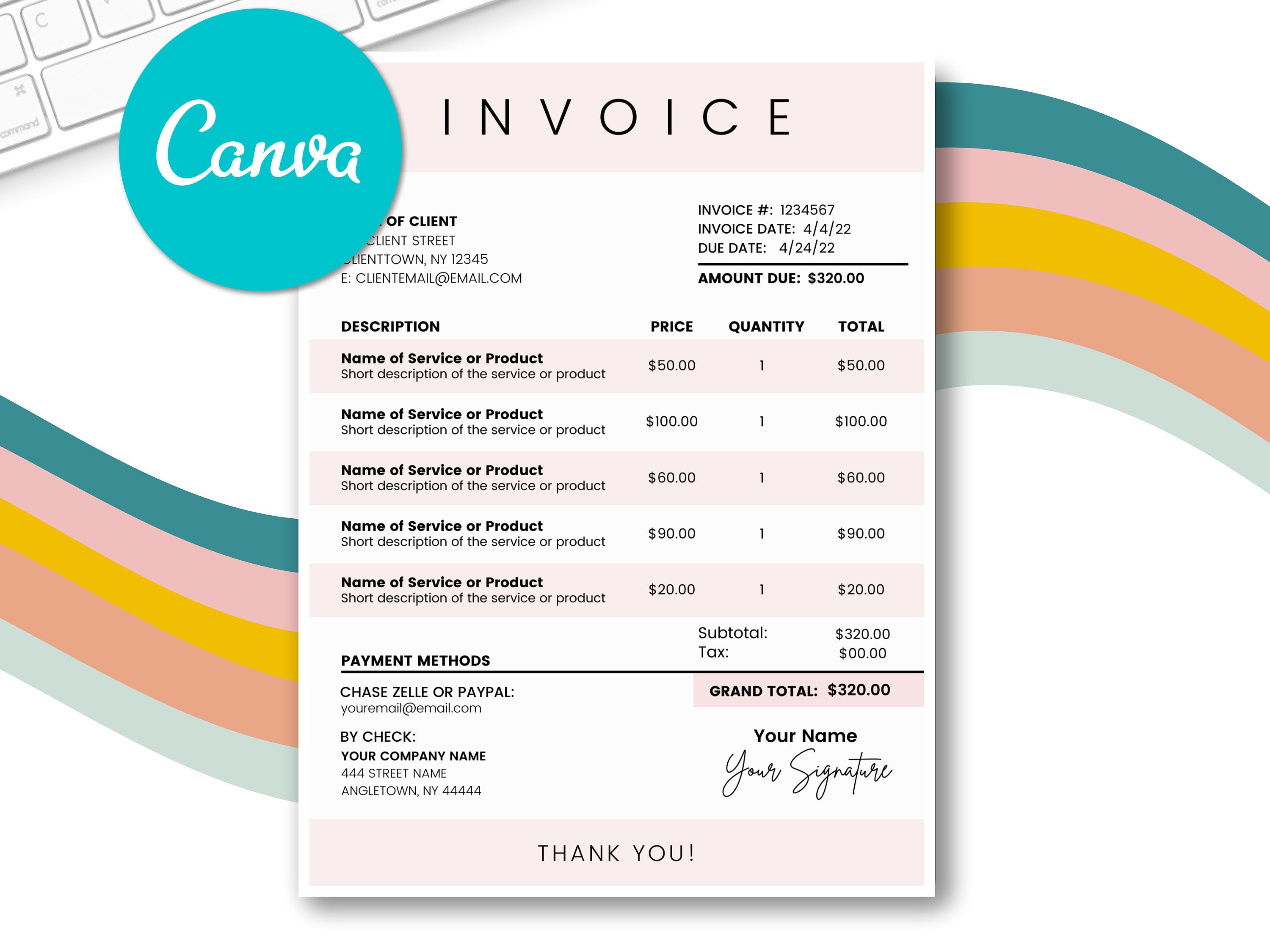 Zelle Invoice Template