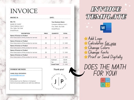 small business invoice template word printable receipt etsy ireland