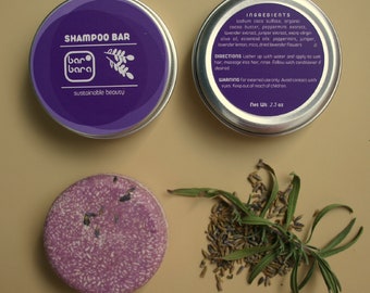 Lavender SHAMPOO BAR in TIN can eco zero waste sustainable no plastic vegan handcrafted oily dry best seller allhair care gifts solid sample
