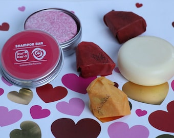 Set de champú de rosas y acondicionador de caléndula en barra: regalo ecológico