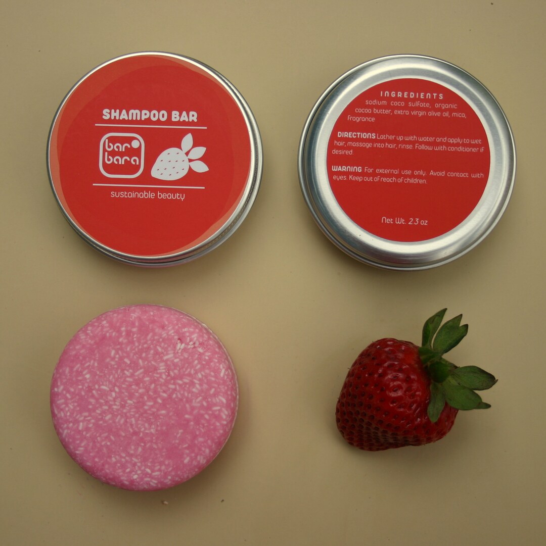 Strawberry SHAMPOO BAR in Tin Can KIDS Eco Zero Waste Sustainable No