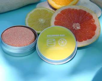 Citrus SHAMPOO BAR in TIN can eco zero waste sustainable no plastic vegan handcrafted oily dry best seller all hair care gifts solid sample