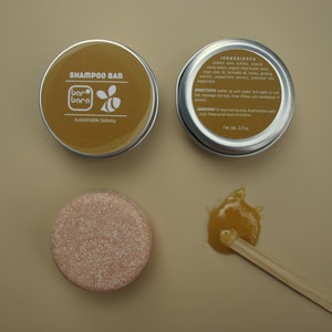 Honey SHAMPOO BAR in tin can eco zero waste sustainable no plastic vegan handcrafted oily dry volumebest seller hair care gifts solid sample