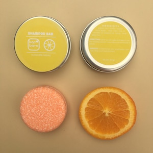 Citrus SHAMPOO BAR in TIN can eco zero waste sustainable no plastic vegan handcrafted oily dry best seller all hair care gifts solid sample