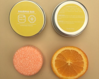 Citrus SHAMPOO BAR in TIN can eco zero waste sustainable no plastic vegan handcrafted oily dry best seller all hair care gifts solid sample