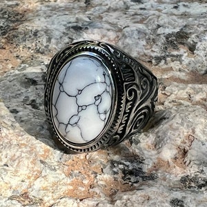 Black and White Marbled Ring A | Medieval Inspired Jewelry | Gothic Design | Gift