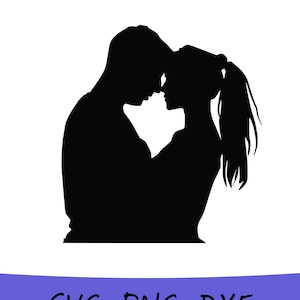 Coppia che abbraccia SVG, Clip Art di coppia, Clipart di coppia, Silhouette di bacio, Svg di San Valentino, Coppia carina, include file svg / png / dxf,