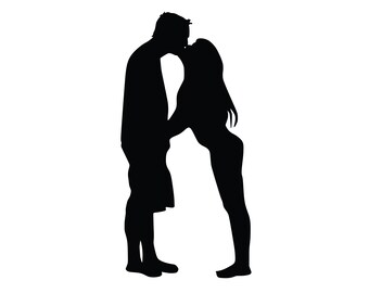 Silhouette Kissing SVG, Silhouette Kissing Clip Art, Silhouette Kissing Clipart, Couple Kissing Silhouette, enthält svg/png/dxf Dateien,