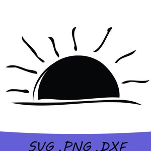 Ocean Sunset SVG, Ocean Sunset PNG, Ocean Sunset DXF, Sunset Rays Wavy Water Svg, Ocean Waves Sun Rays Svg, includes svg/png/dxf files