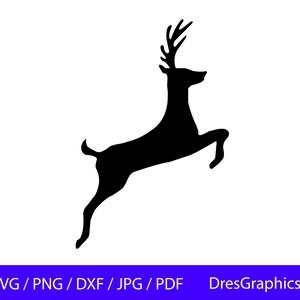 Reindeer SVG, Flying Reindeer SVG, Reindeer Silhouette, Reindeer Cricut Silhouette Svg Vut File, Deer SVG, Reindeer Clipart, Reindeer Png