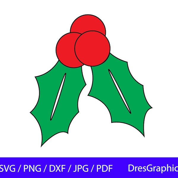 Mistletoe SVG, Christmas Holly SVG, Holly Berry SVG, Christmas Svg, Mistletoe Clipart, Kissing Svg, Christmas Kissing Plant Svg, Vector,