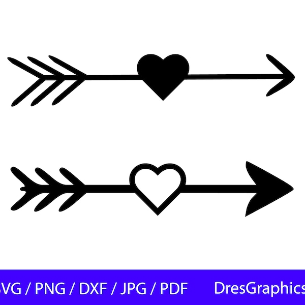 Arrow SVG, Arrow Heart SVG, Arrow Bundle, Instant Digital Download, Arrow Clipart, Arrow Cut File, Arrow Cricut Svg,