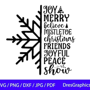 Christmas SVG, Christmas Shirt SVG, Merry Christmas SVG, Snowflake Svg, Winter Svg, Sublimation Designs, Svg File For Cricut