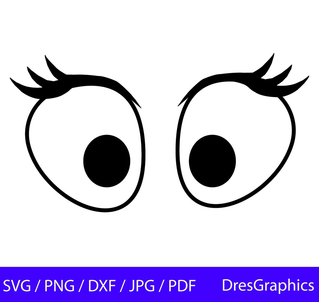 Cartoon Eyes SVG, Girl Eyes SVG, Comic Book Eyes SVG, Eye Lashes Svg