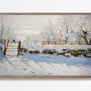 Samsung Frame TV Art, Winter Cottage Frame TV Art, Cottage Frame TV, Winter Village Landscape Digital Painting, Christmas Antique, Winter tv